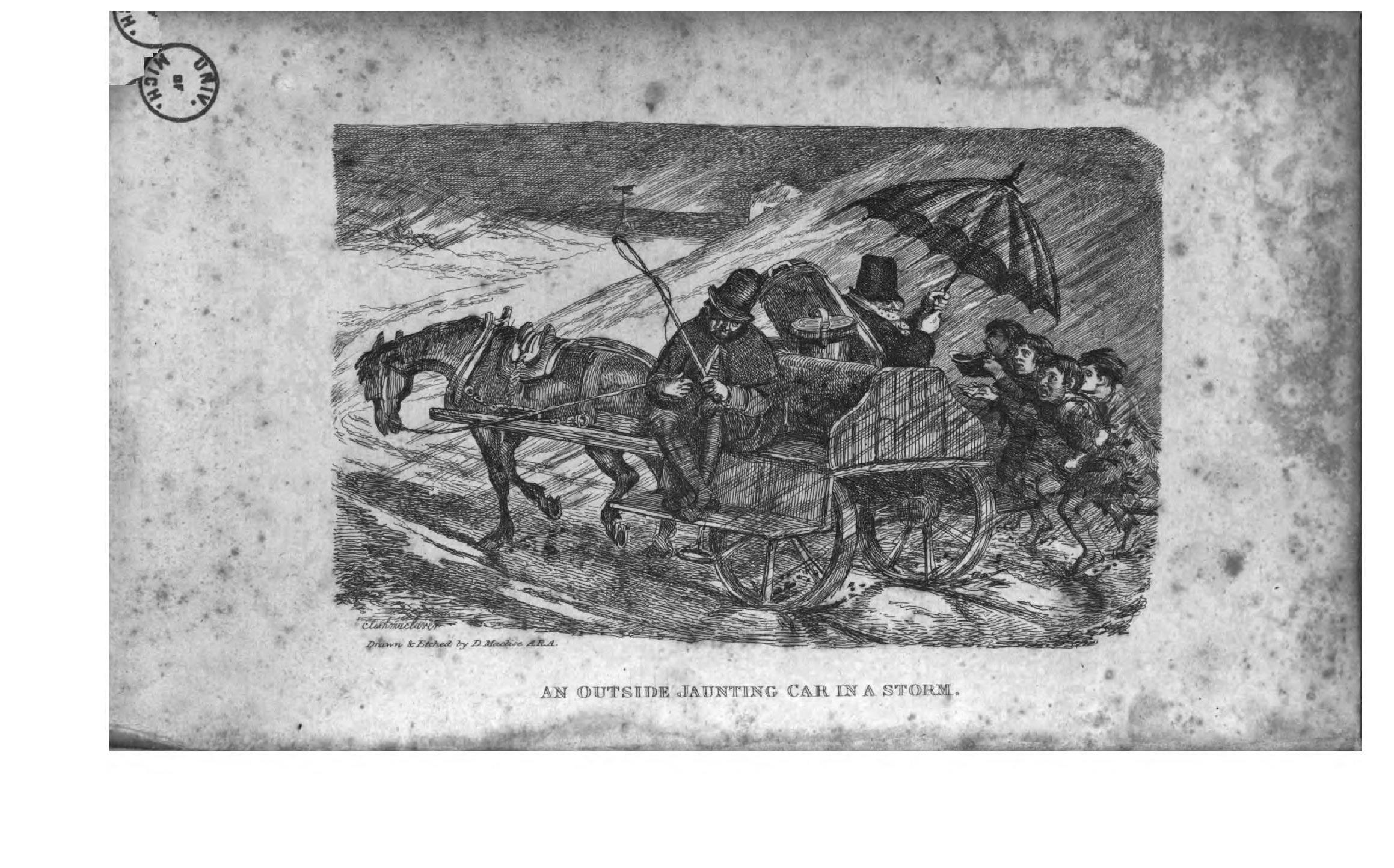 An Outside Jaunting Car in a Storm