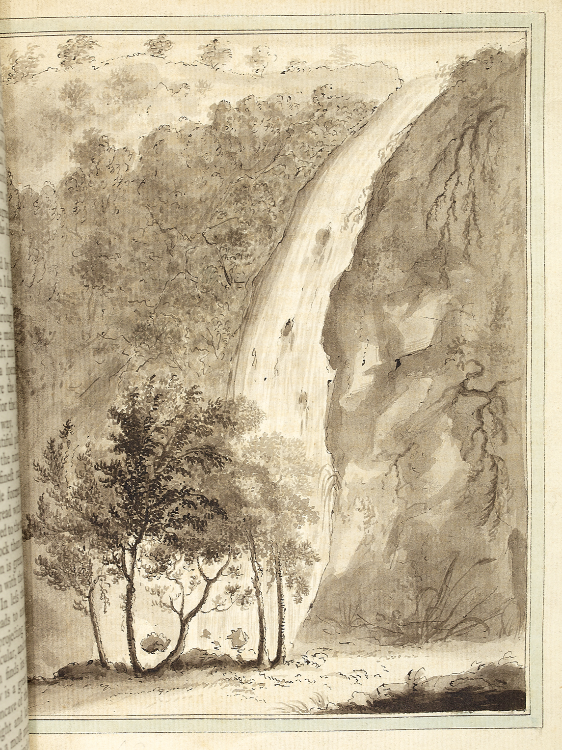 Powerscourt Waterfall [ink wash]