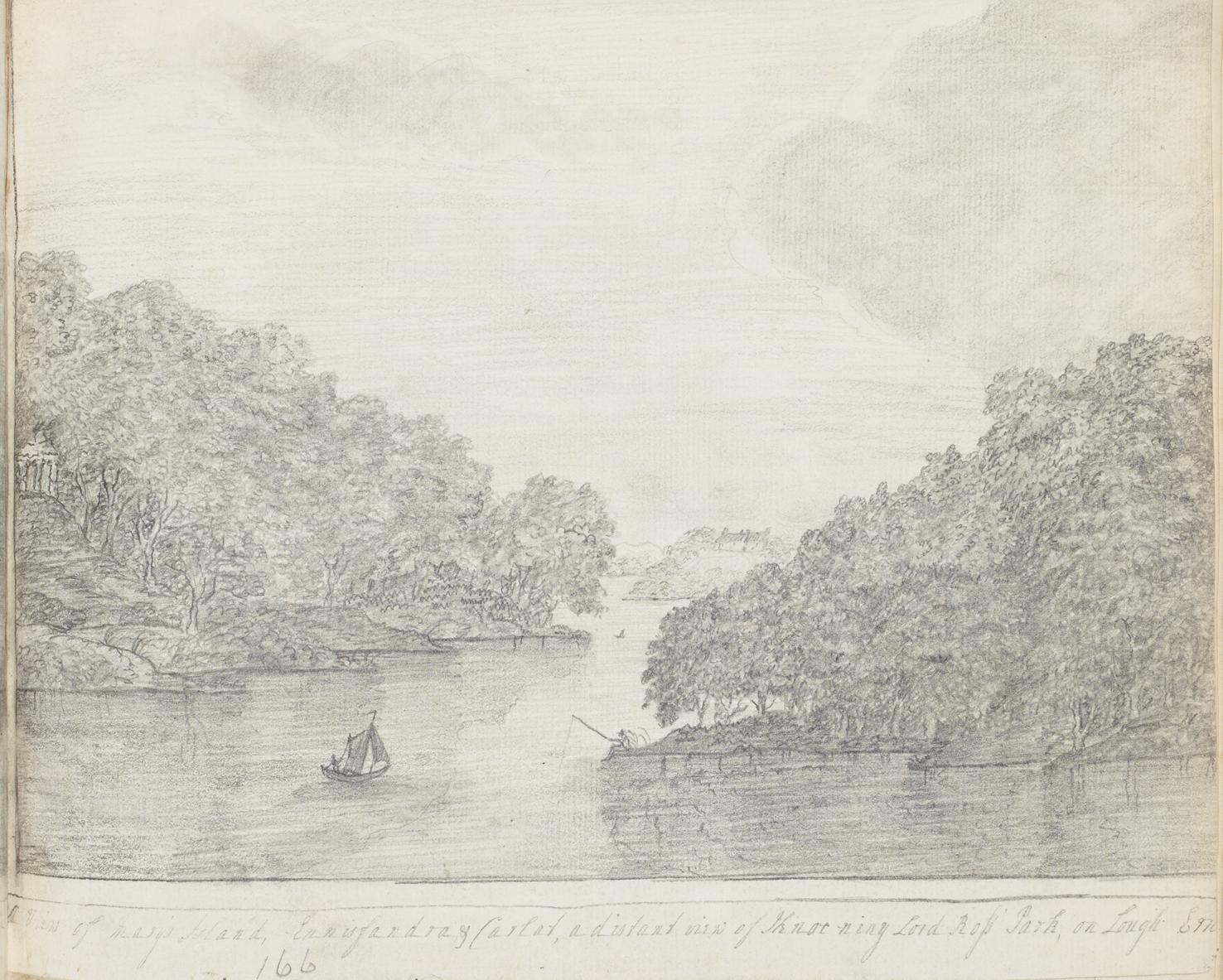 A View of Mary’s Island, Ennisfandra and Carlat, a distant view of Knockninny, Lord Ross Park, on Lough Erne