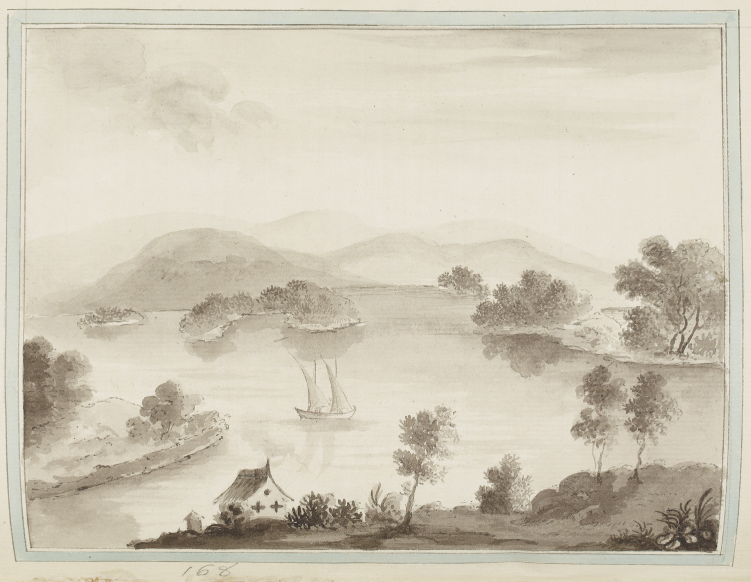 View of Lough Erne near Belleisle, with boat and house