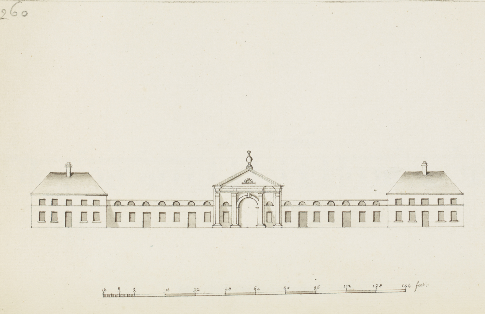 Façade of building with gate at Blarney